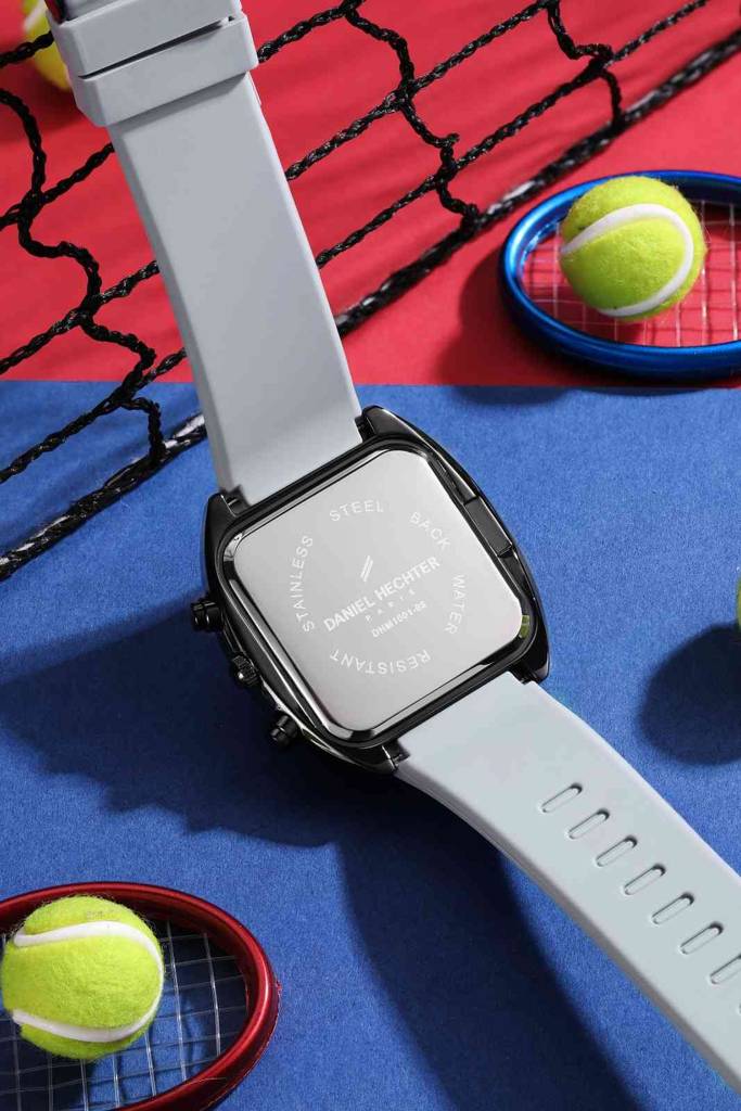 Daniel Hechter Paris Bercy Collection Modern Multi Functional Watch For Men With Square Dial And Silicon Band-Dhm : DHM1001-08