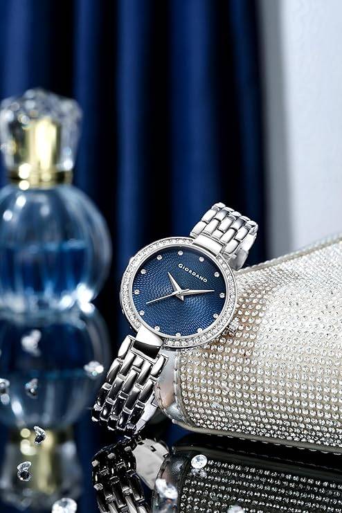 Giordano Analog Watch For Women With Diamond Indices, Stainless Steel Strap And Crystal Embellished Bezel - Gd-214 : GD-2141-44