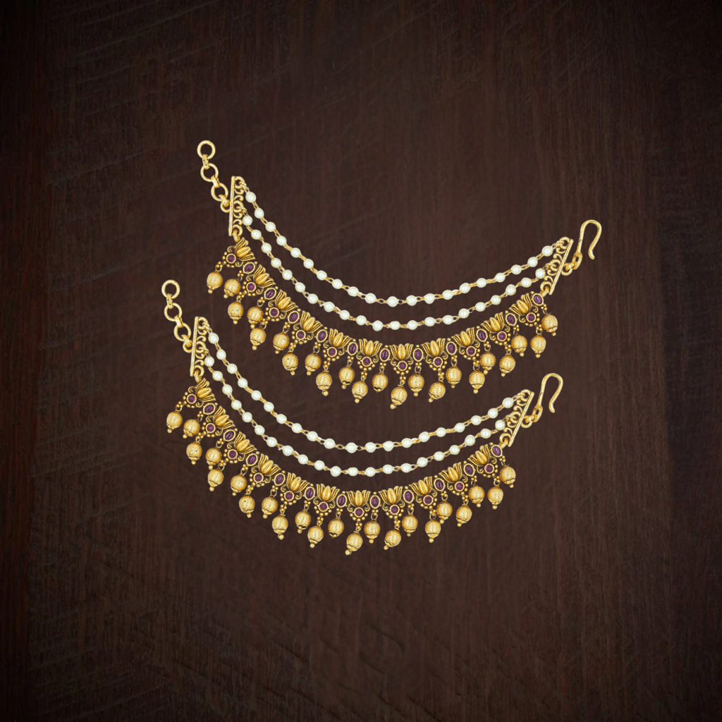 Classic South Indian Temple Jewellery Ear Chain | Premium Antique Finish : N-753