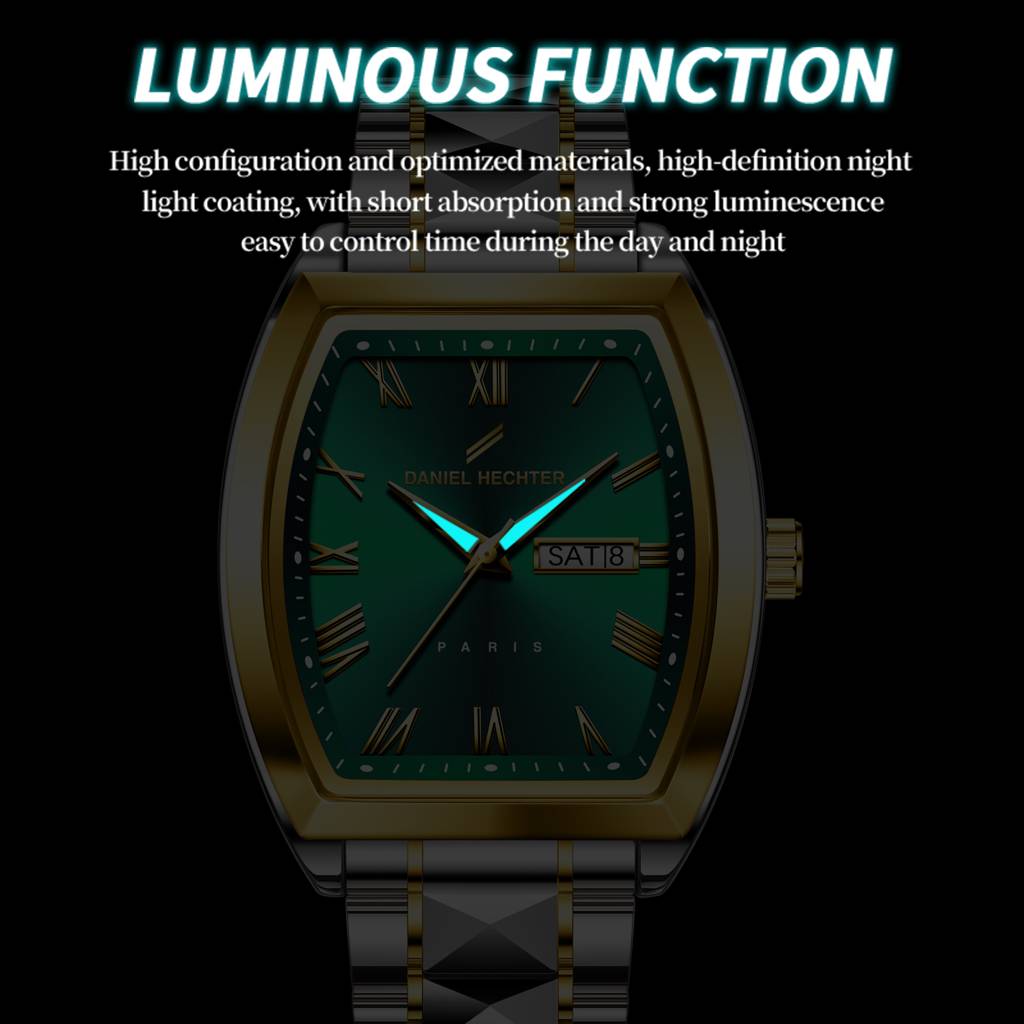 Daniel Hechter Duroc Collection Luxury Watch For Men With Roman Indices, Day-Date Display And Two-Tone Studded St : DHM1025-33