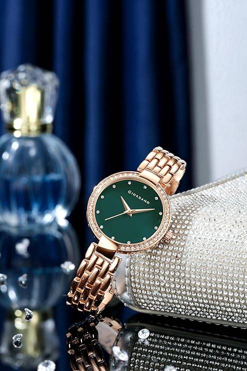 Giordano Analog Watch For Women With Diamond Indices, Stainless Steel Strap And Crystal Embellished Bezel - Gd-214 : GD-2141-66