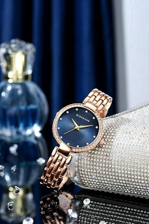 Giordano Analog Watch For Women With Diamond Indices, Stainless Steel Strap And Crystal Embellished Bezel - Gd-214 : GD-2141-22