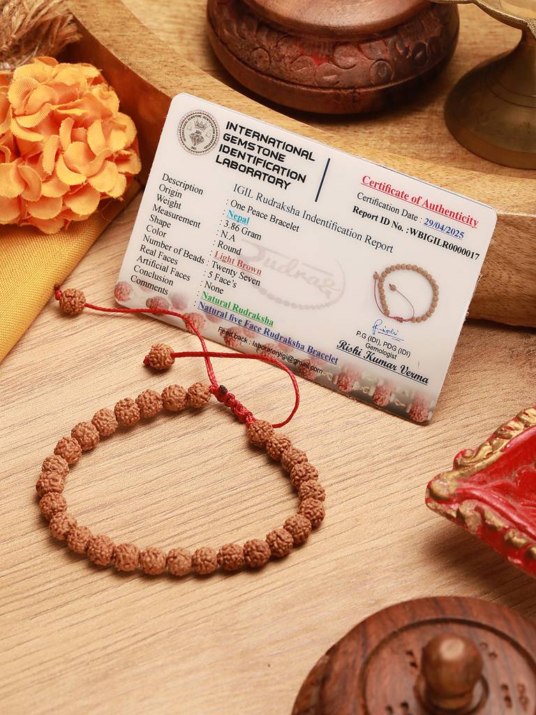 Authentic 5 Mukhi Rudraksha Bracelet With Adjustable Red Thread : STBR8203