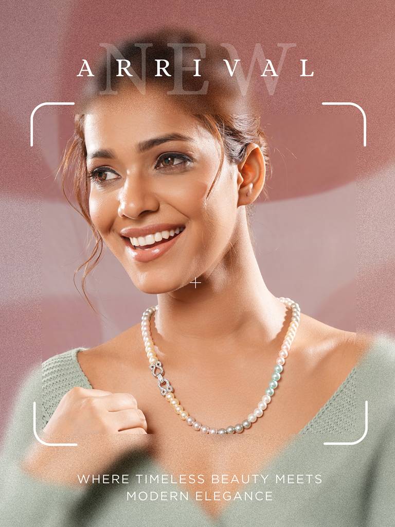 Single String Pearl Beads Designer Statement Necklace & Chain : STNK8212