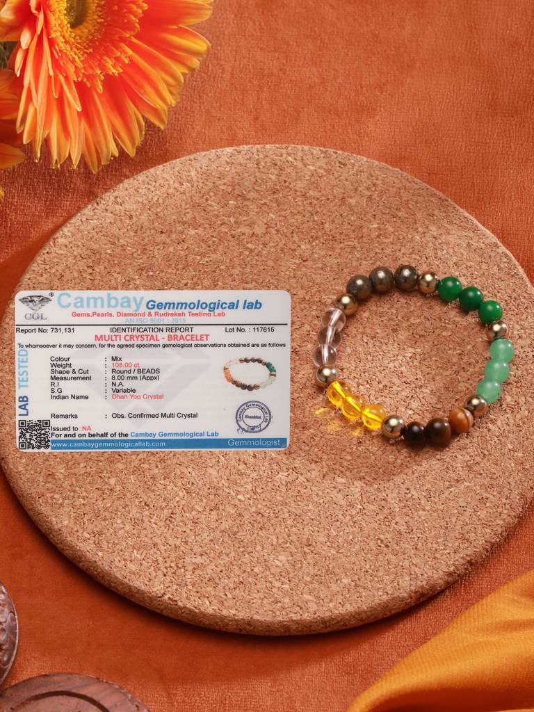 Chakra Balancing Multi Crystal Bracelet For Healing & Meditation : STBR8223