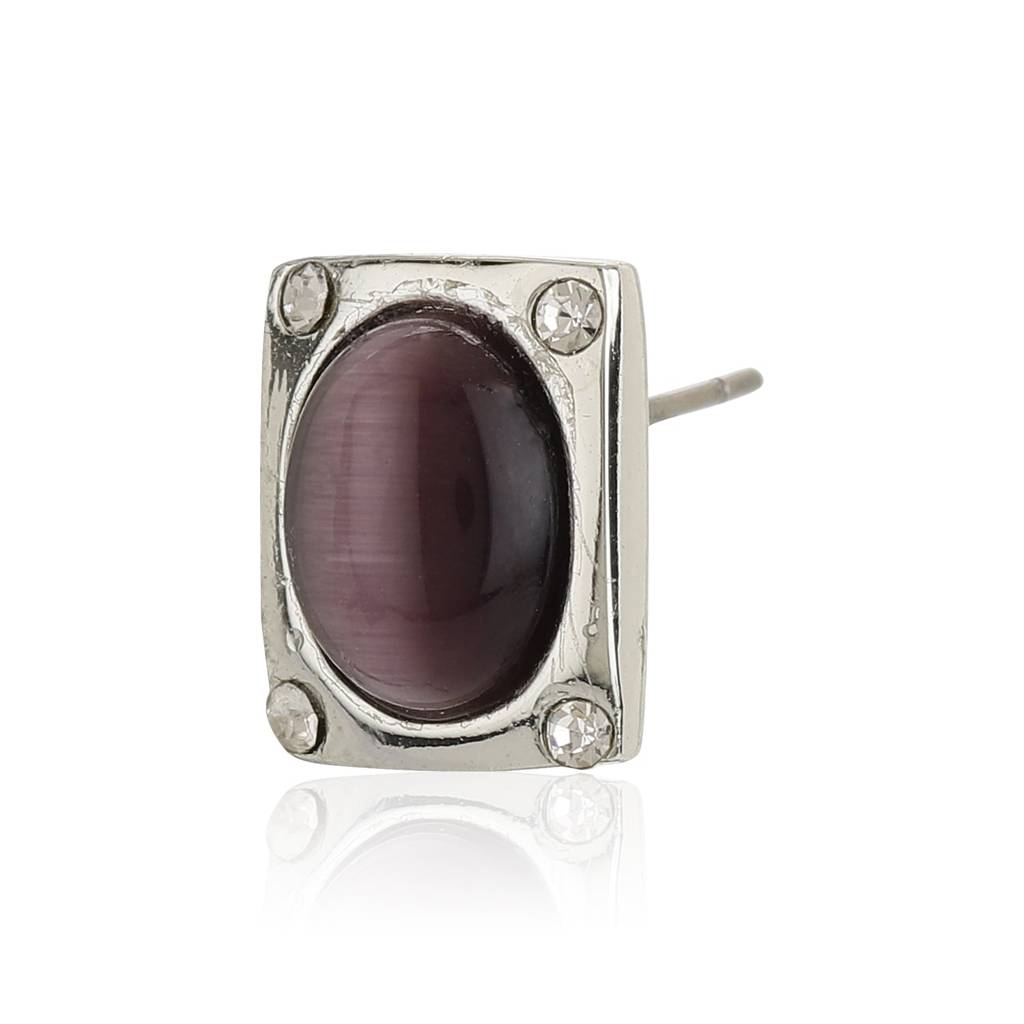 Estele Rhodium Plated Square Shaped Stud Earrings For Women : 8259-ERER