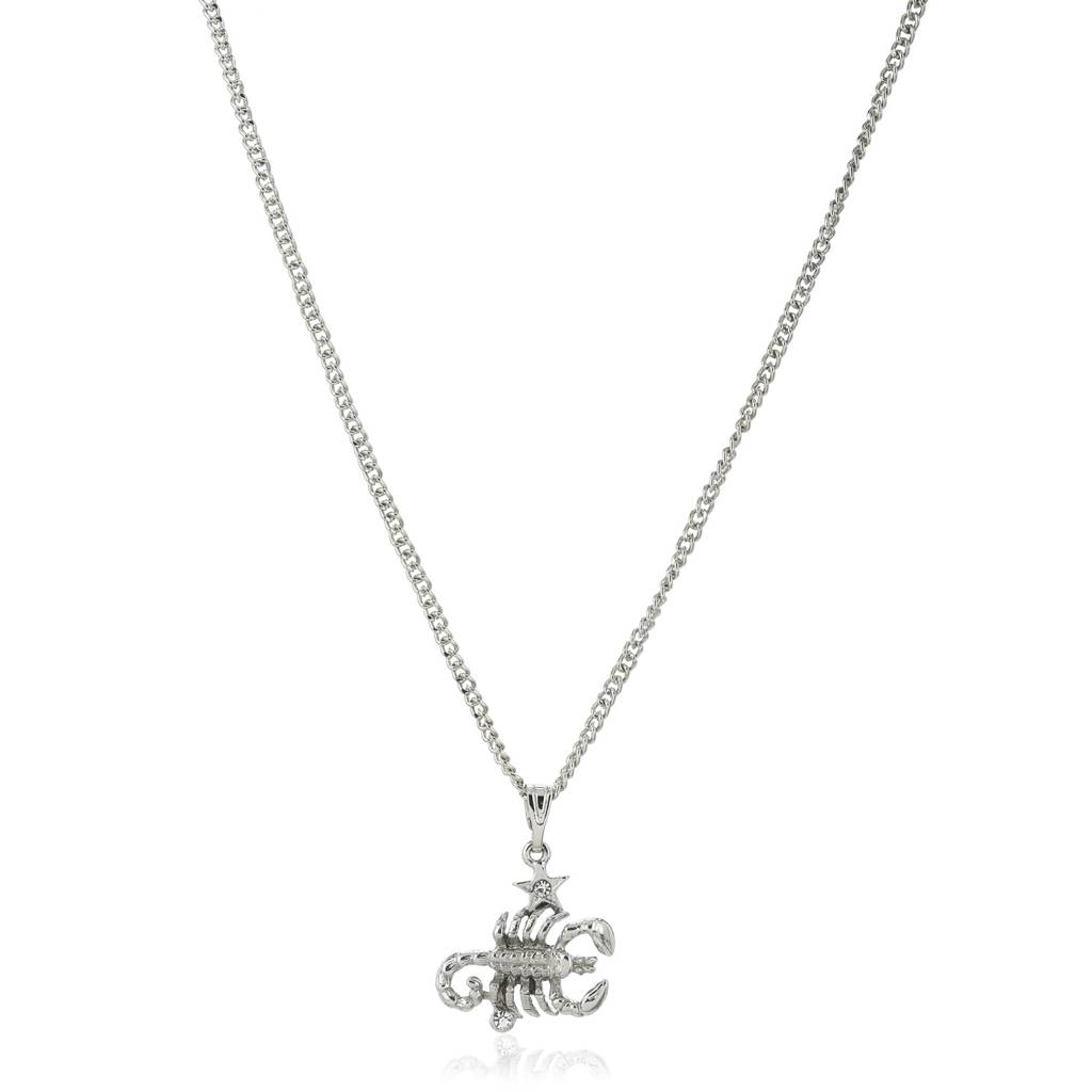 Estele Rhodium Plated Scorpio Zodiac Sign Designer Pendant With Crystal For Women : 826-NKNK