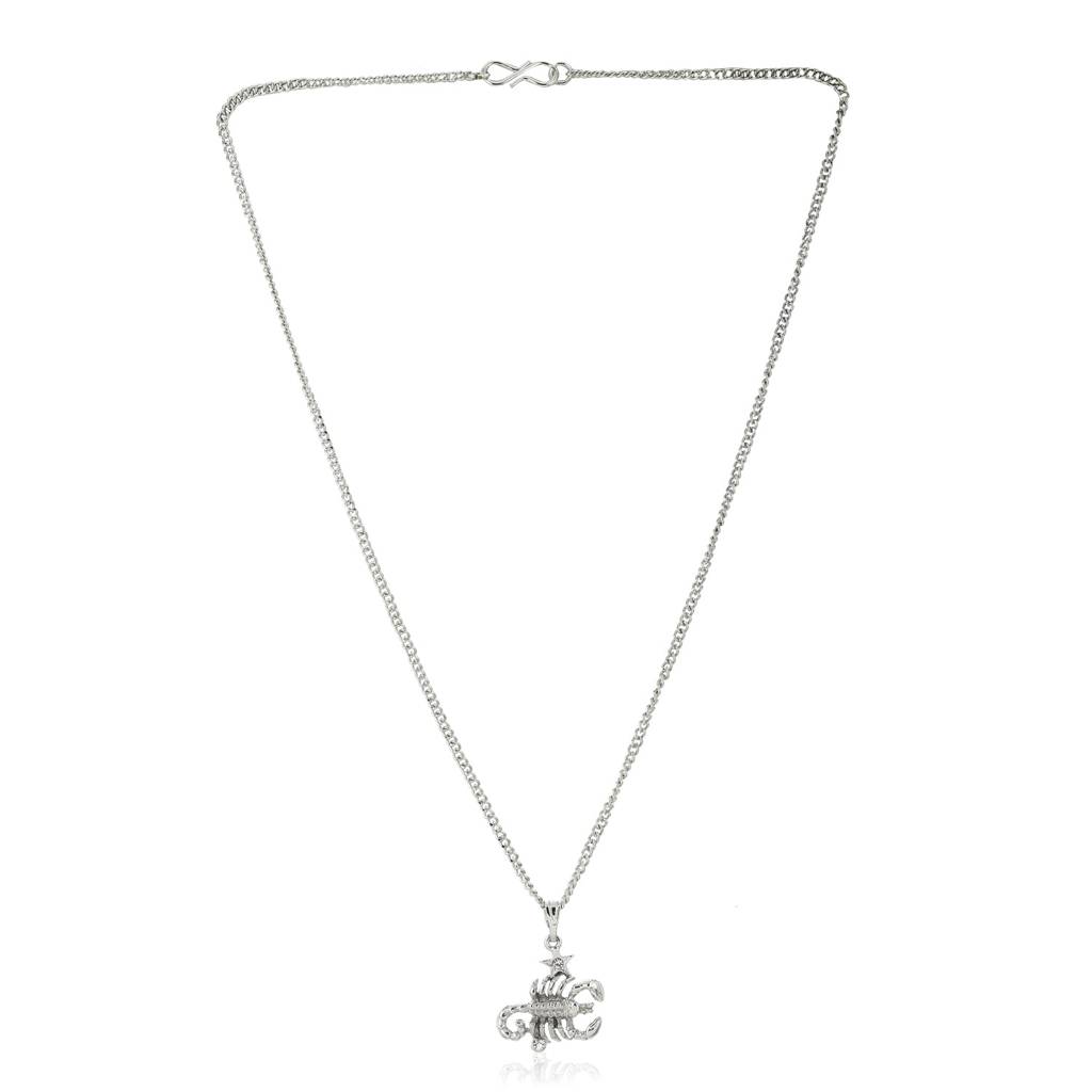 Estele Rhodium Plated Scorpio Zodiac Sign Designer Pendant With Crystal For Women : 826-NKNK