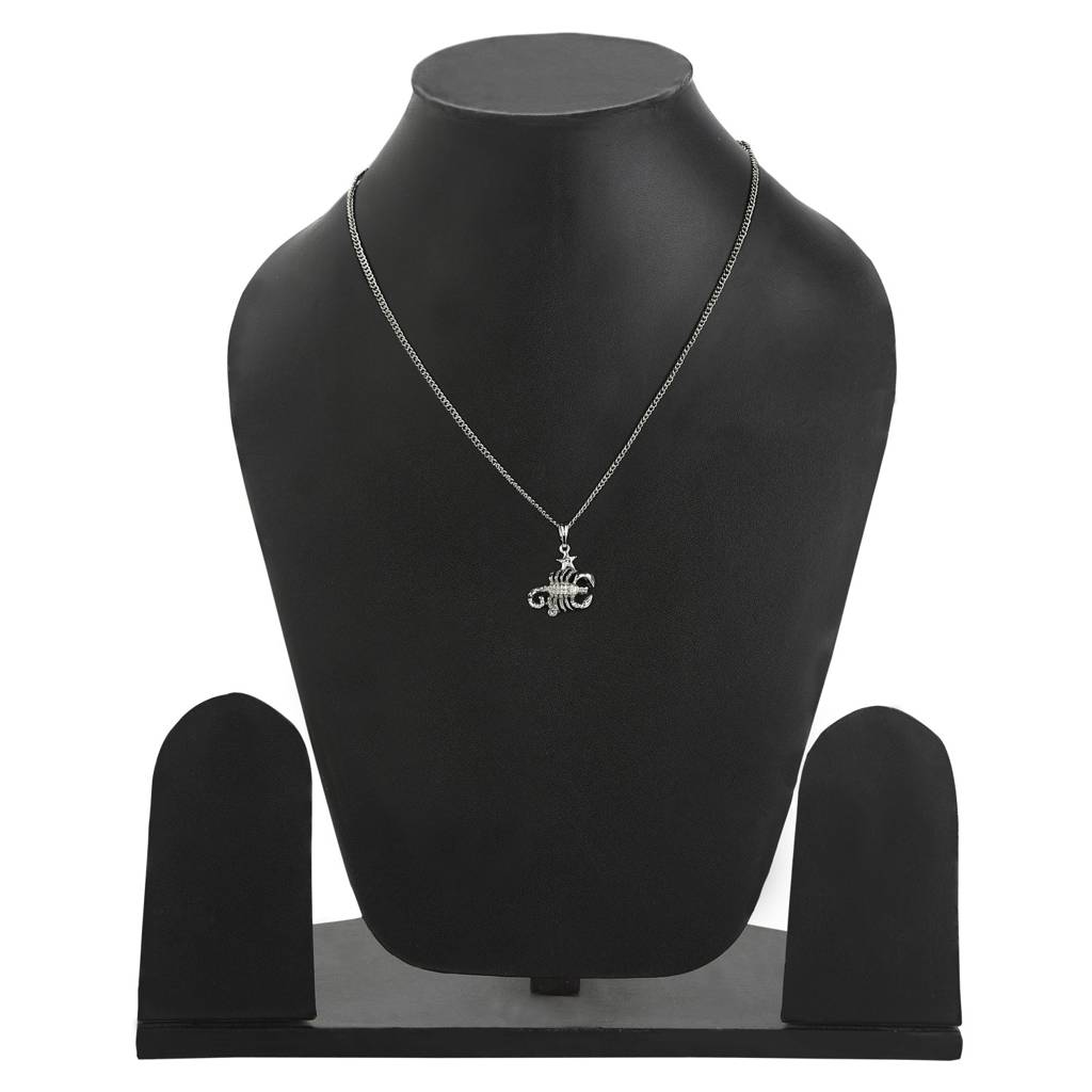 Estele Rhodium Plated Scorpio Zodiac Sign Designer Pendant With Crystal For Women : 826-NKNK