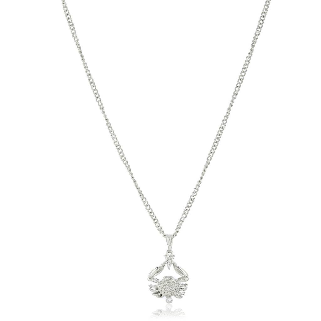 Estele Rhodium Plated Cancer Zodiac Sign Necklace For Women / Girls : 828-NKNK