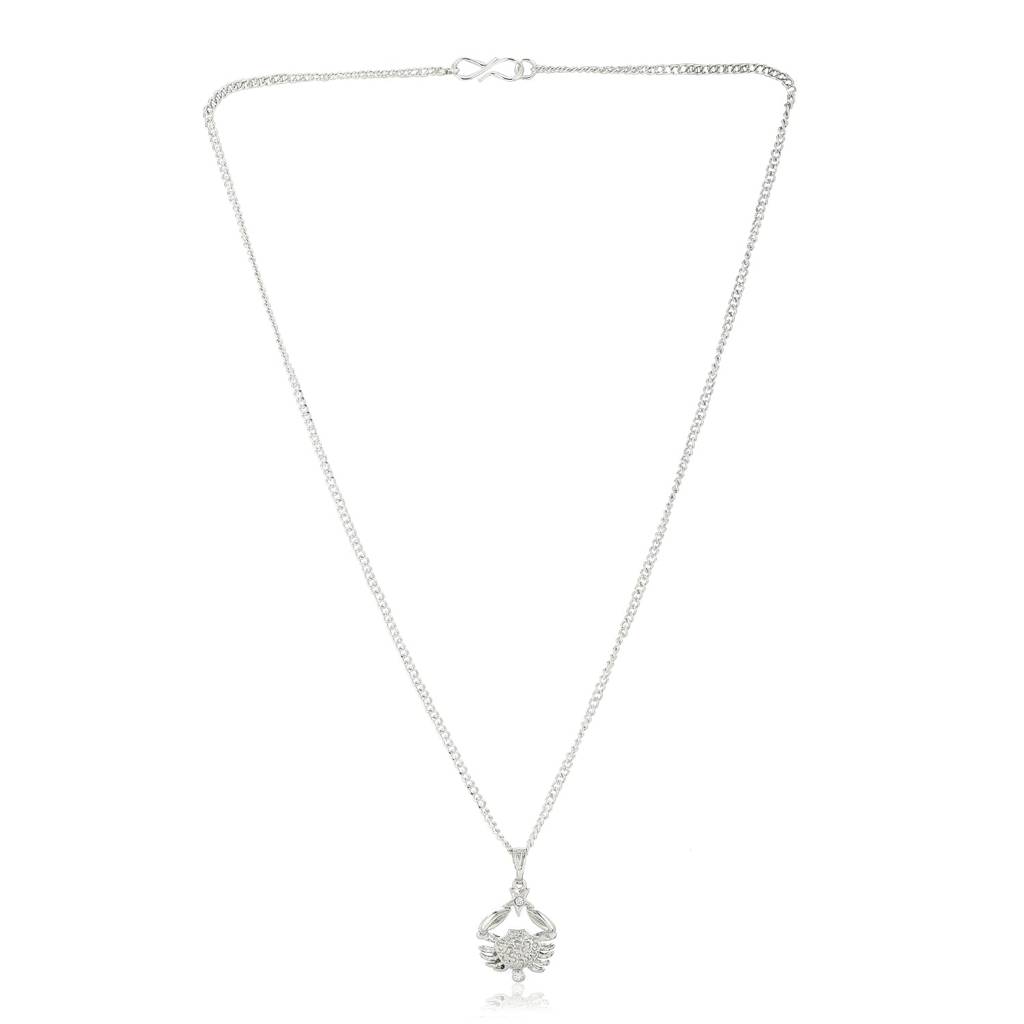 Estele Rhodium Plated Cancer Zodiac Sign Necklace For Women / Girls : 828-NKNK