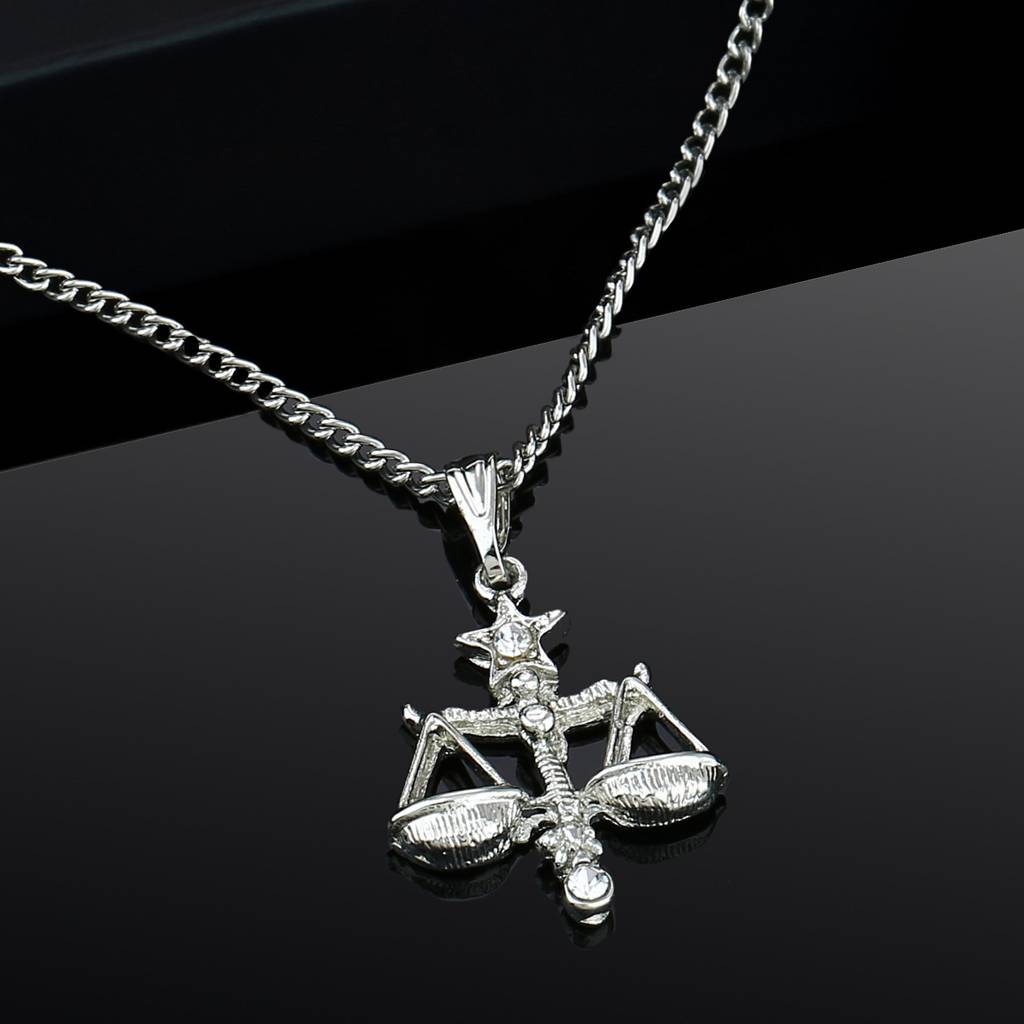 Estele Rhodium Plated Libra Zodiac Sign Designer Pendant With Crystal For Women : 829-NKNK