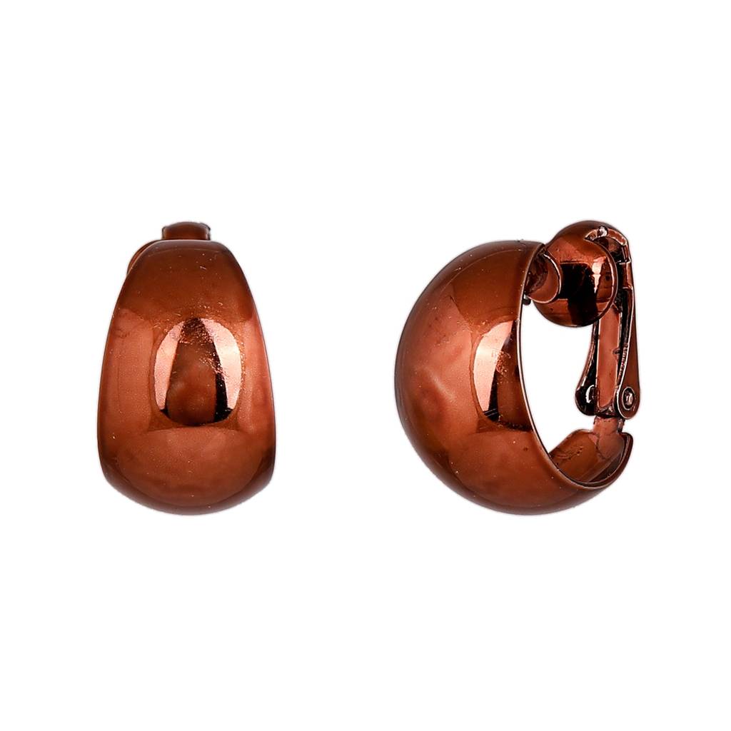 Estele Chocolate Brown Charming Petite Chunky Hoop Earrings For Women : 800704-BRNER