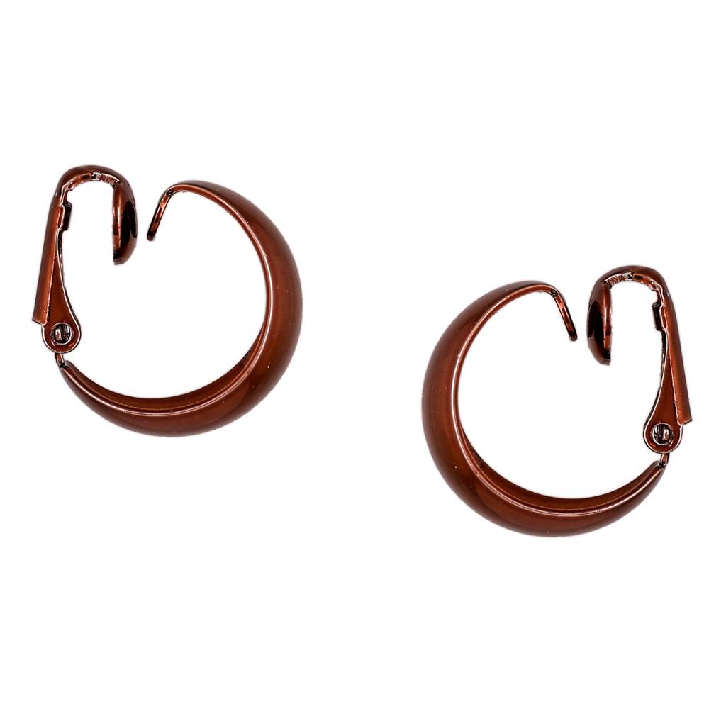 Estele Chocolate Brown Charming Petite Chunky Hoop Earrings For Women : 800704-BRNER