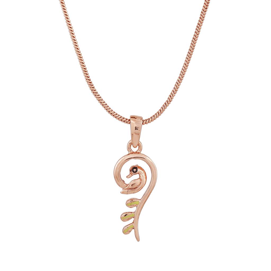 Estele Rose Gold Plated Peacock Shaped Locket Pendant With Chain For Girls & Women : 895-RGPENDANT