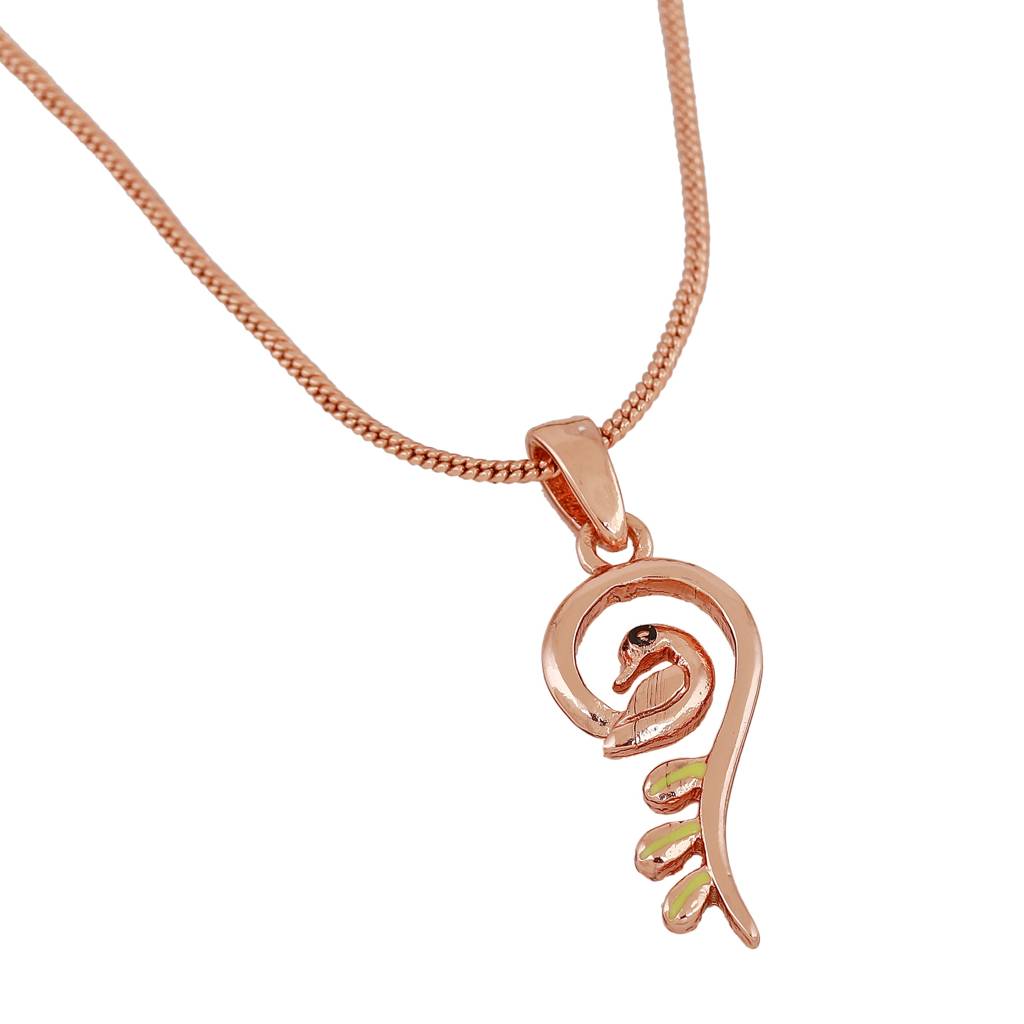 Estele Rose Gold Plated Peacock Shaped Locket Pendant With Chain For Girls & Women : 895-RGPENDANT