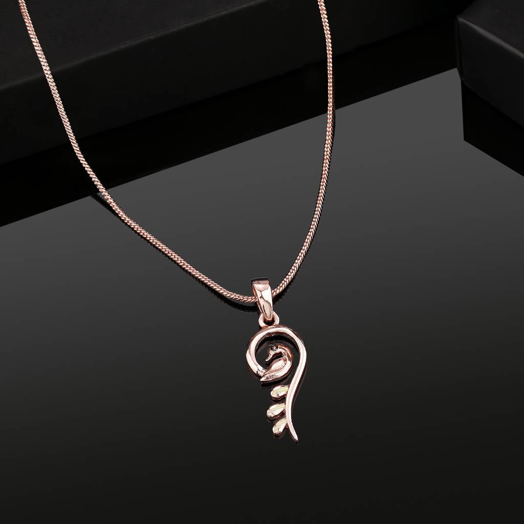 Estele Rose Gold Plated Peacock Shaped Locket Pendant With Chain For Girls & Women : 895-RGPENDANT