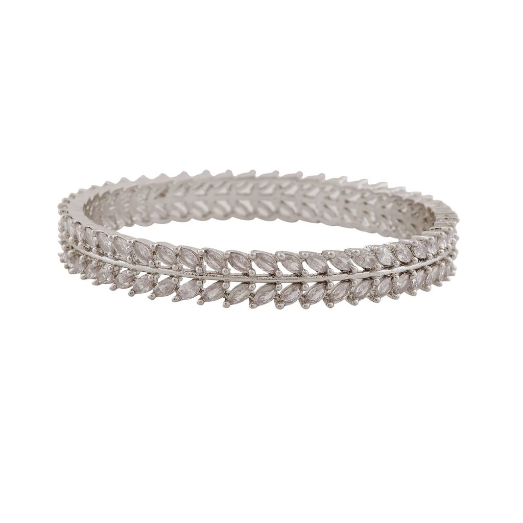 Estele Rhodium Plated Luxurious White American Diamond Bangles|Available Sizes In 2:6 & 2:8|A Dazzling : AD-018-IR-26BANGLE-26