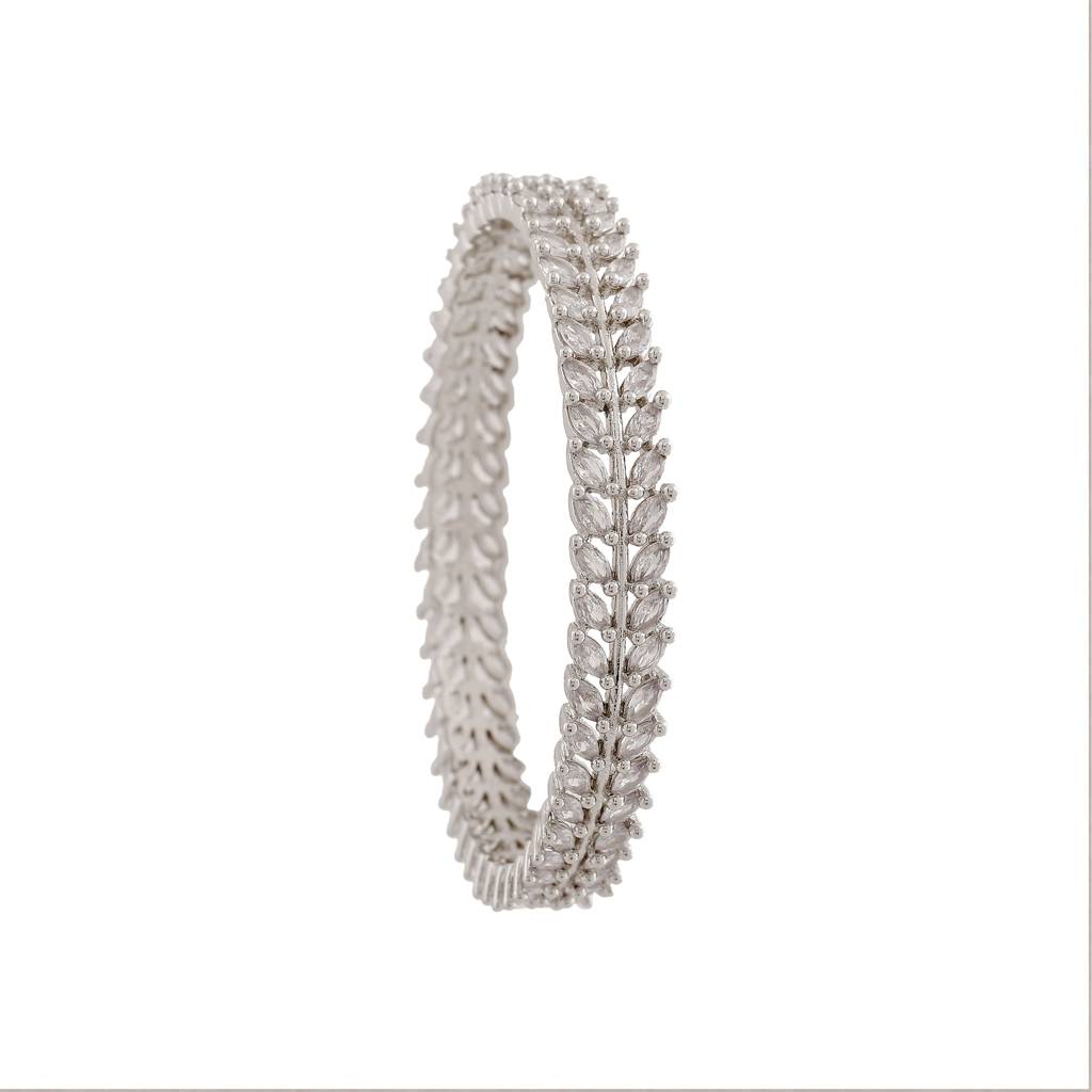 Estele Rhodium Plated Luxurious White American Diamond Bangles|Available Sizes In 2:6 & 2:8|A Dazzling : AD-018-IR-26BANGLE-26