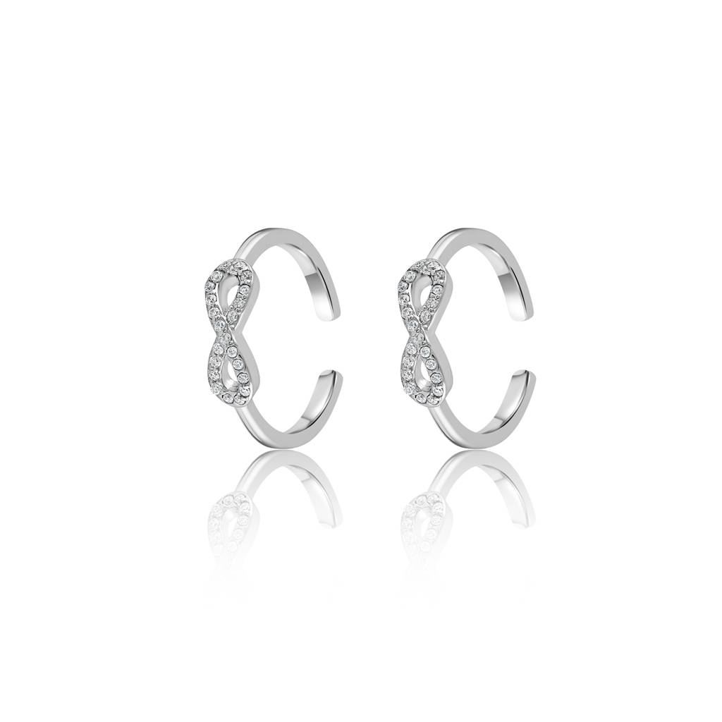 925 Sterling Silver Cz Infinity Adjustable Toe Ring : RJSPTR11