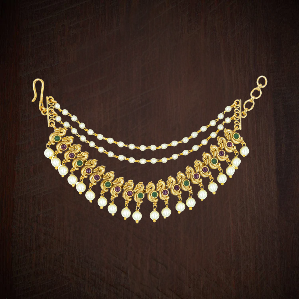 Timeless Elegance Temple Jewellery Ear Chain For South Indian Brides : V-136
