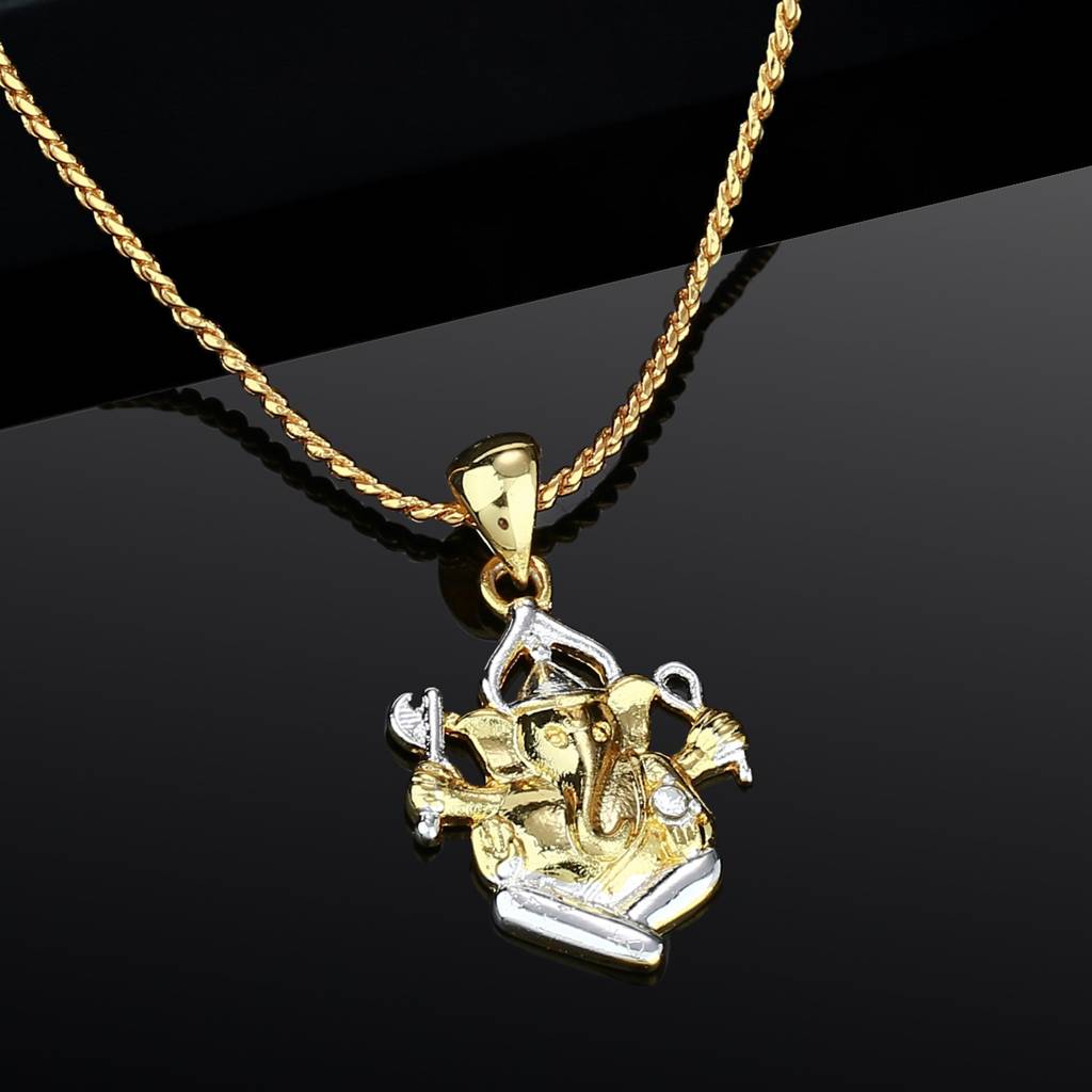 Estele Gold & Rhodium Plated Lord Ganesha Pendant With Chain For Girls & Women : 859PENDANT