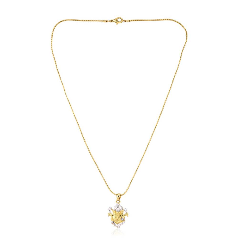 Estele Gold & Rhodium Plated Lord Ganesha Pendant With Chain For Girls & Women : 859PENDANT