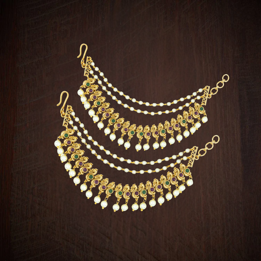 Timeless Elegance Temple Jewellery Ear Chain For South Indian Brides : V-136
