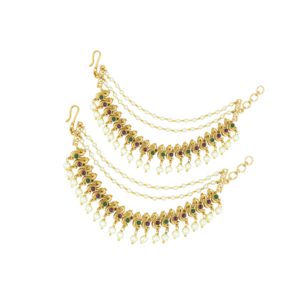 Timeless Elegance Temple Jewellery Ear Chain For South Indian Brides : V-136