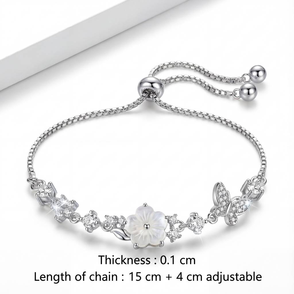 Korean Mother-Of-Pearl Blossom & Flower Bolo Bracelet : YUFSBR208