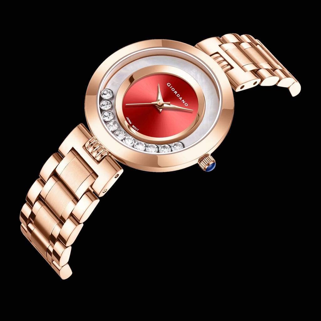 Giordano Dancing Diamonds Collection Analogue Watch For Women With Elegant Stainless Steel Strap And 3 Hand Mech : GZ-60083-33