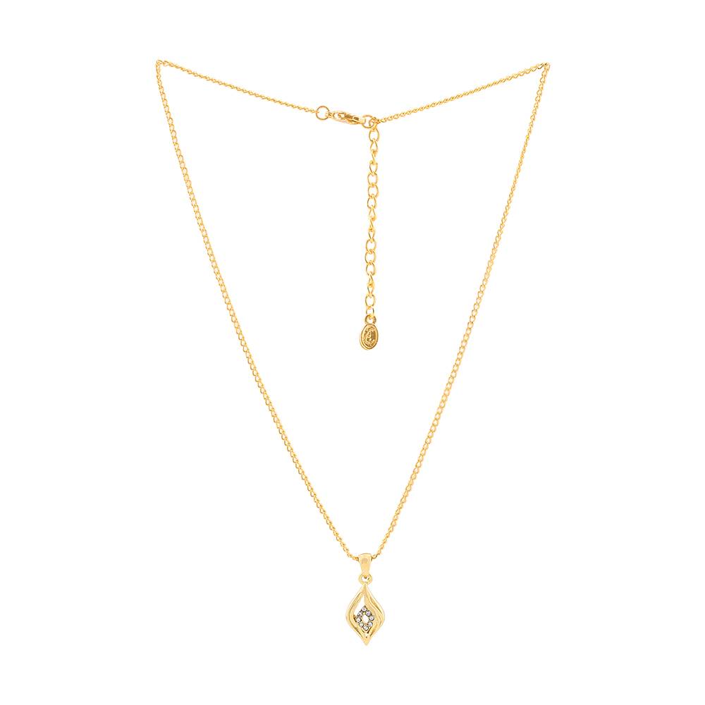 Estele Gold Plated Leaf Designer Necklace With Austrian Crystals For Women (Set Of 2) : 8909NKER