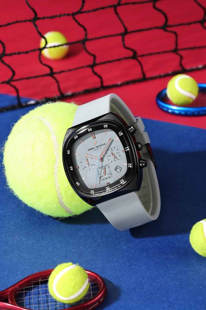 Daniel Hechter Paris Bercy Collection Modern Multi Functional Watch For Men With Square Dial And Silicon Band-Dhm : DHM1001-08