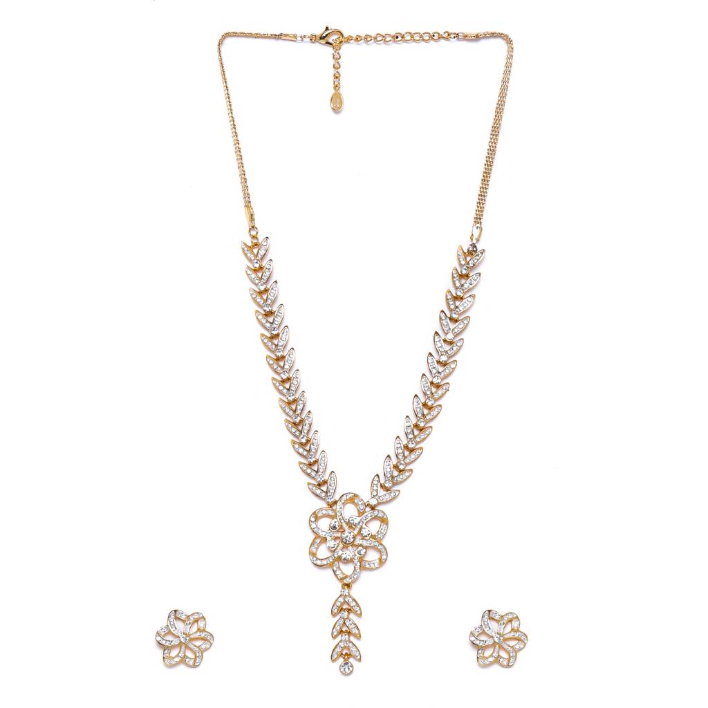 Estele Gold & Rhodium Plated Perennial Designer Jewellery Set With Austrian Crystals : 8994NKER