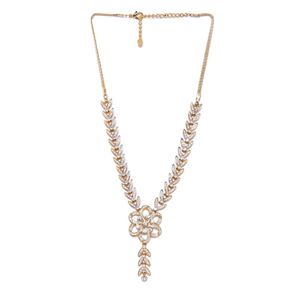 Estele Gold & Rhodium Plated Perennial Designer Jewellery Set With Austrian Crystals : 8994NKER