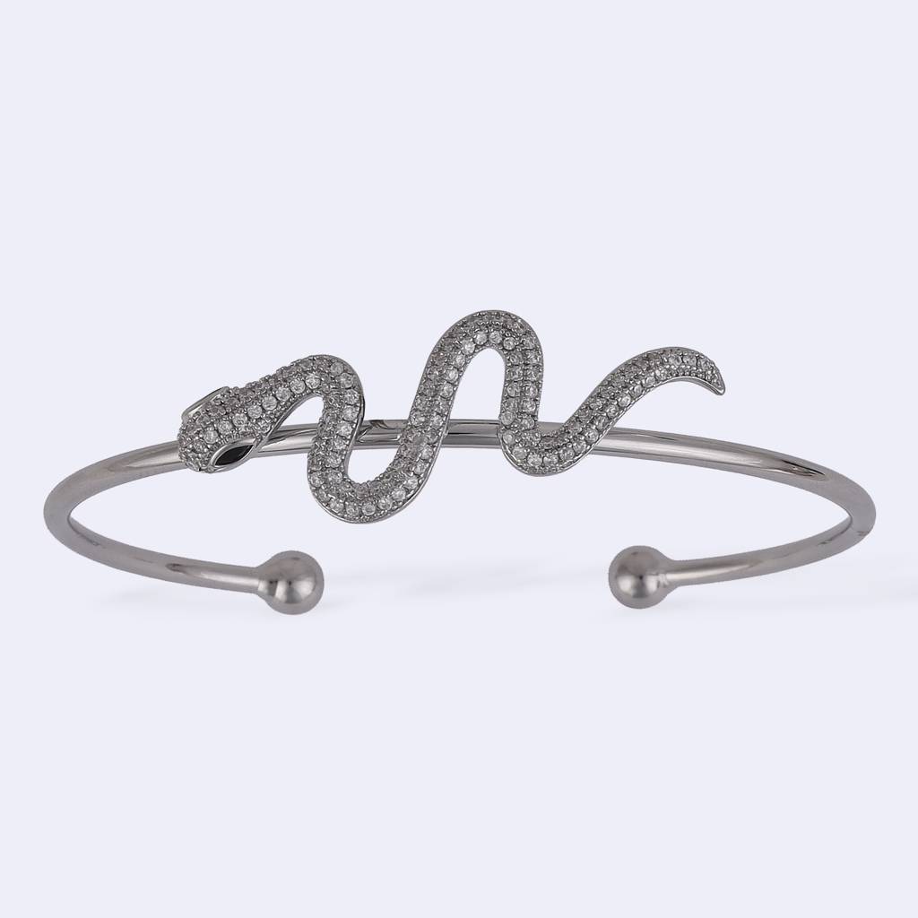 Unique Snake Design Silver Plated Adjustable Bracelet Kada For Women : 89BT31