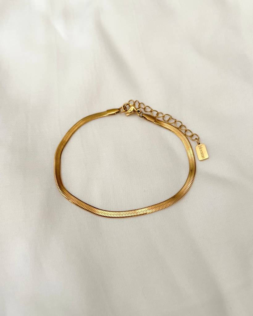 18K Gold Plated Herringbone Anklet : A2