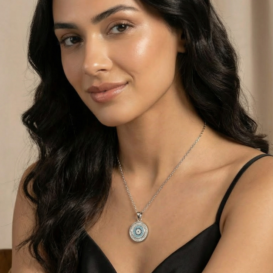 Evil Eye Pendant Necklace For Women – Protective Eye Design With Elegant Minimal Finish | Premium Spiritual & Fas : 8046531763
