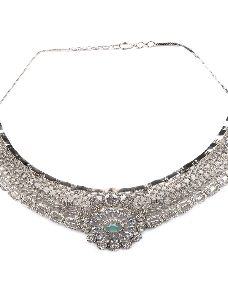 Turquoise Ad Cz Embellished Choker Set : AD131MINT