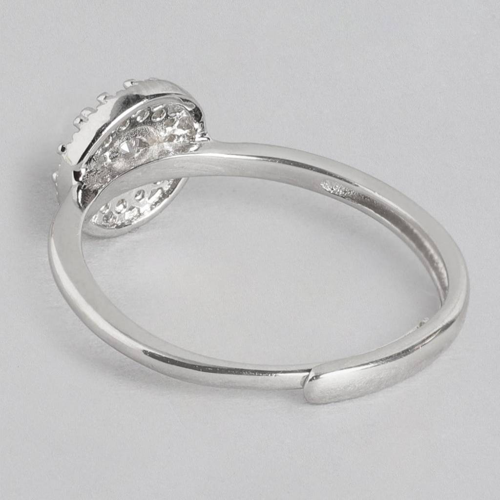Solitaire Cz Studded 925 Sterling Silver Ring (Adjustable) : RNG-40071