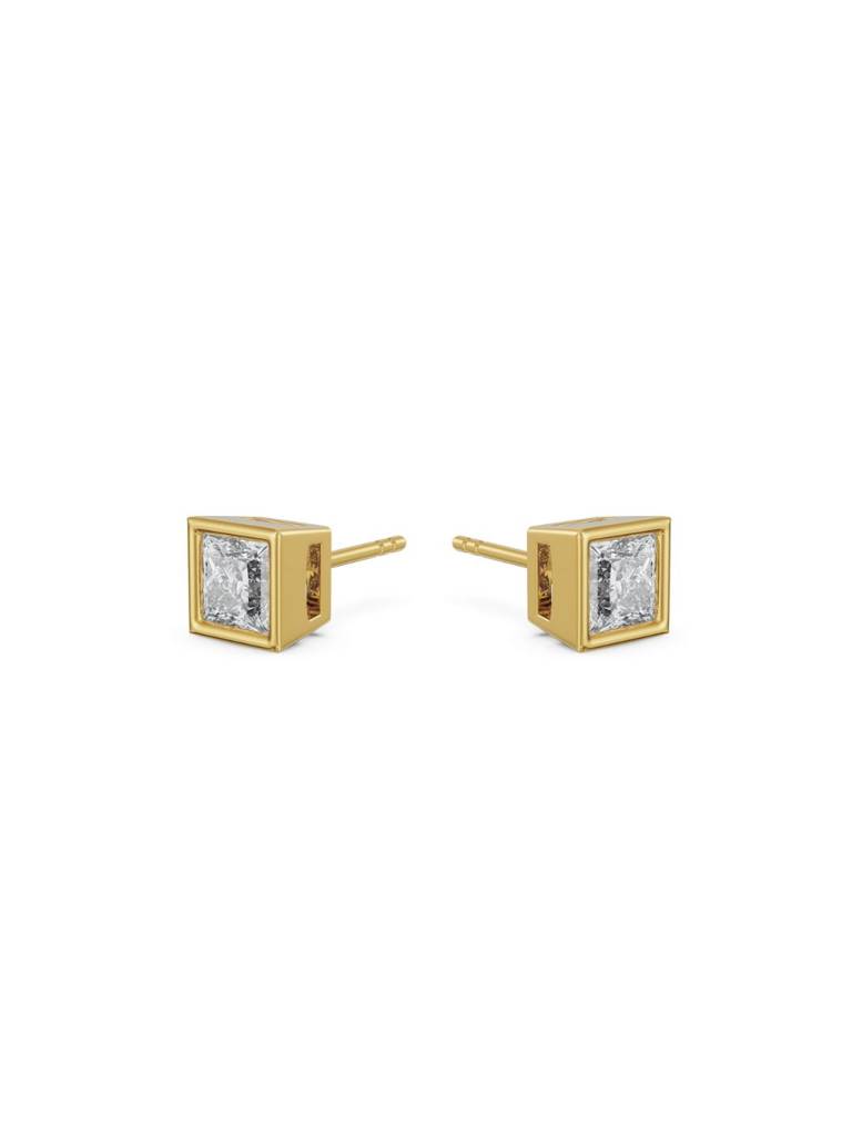 0.5 Ct Bezel Princess Solitaire Studs : E950