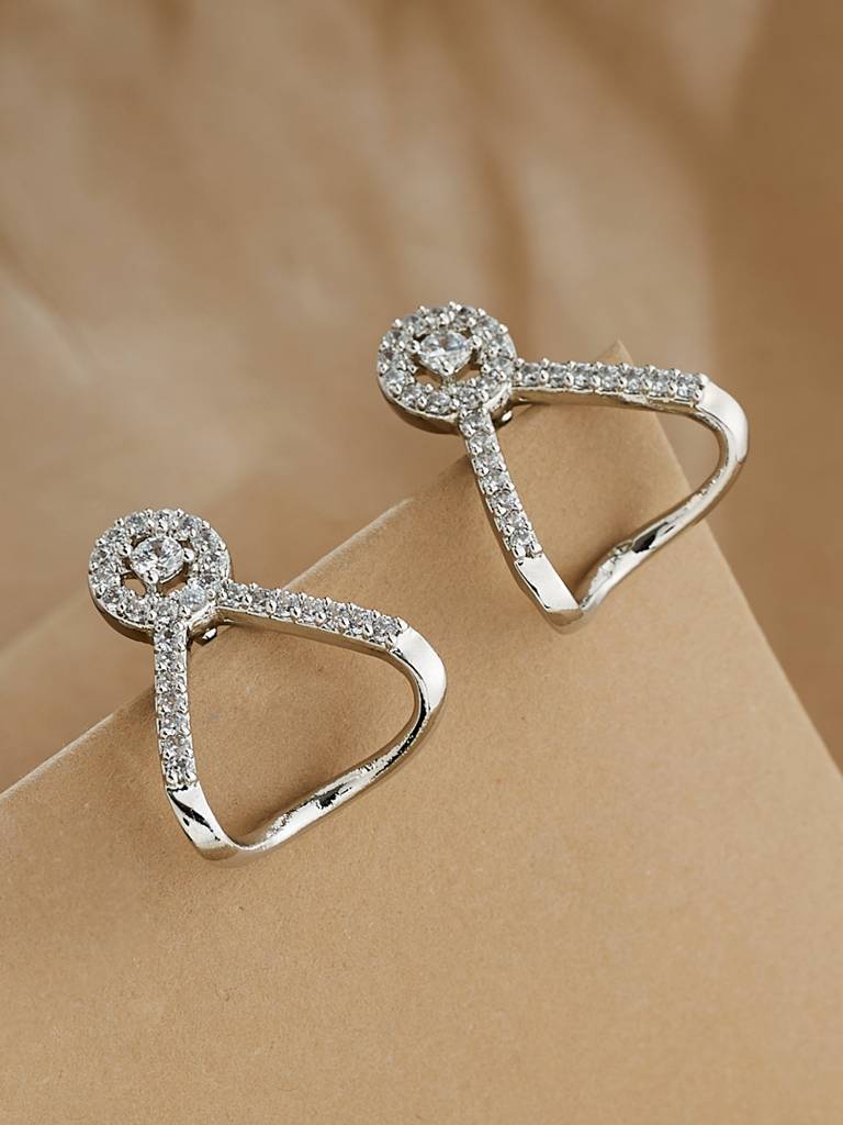 Elegant Diamond-Embellished Loop Earrings : YI24A0099E