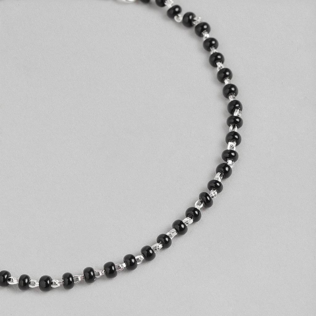Divine Union Rhodium-Plated 925 Sterling Silver Mangalsutra Bracelet : BR-80213-S