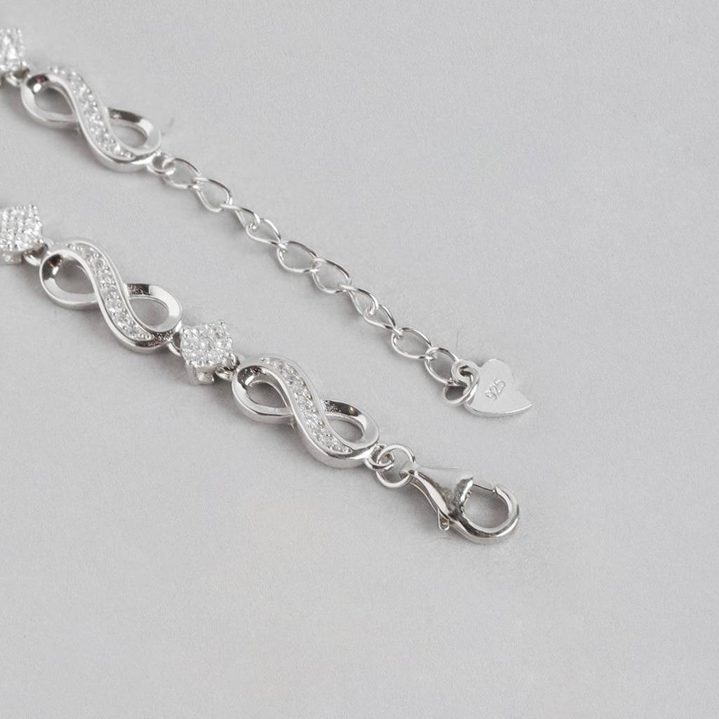 Infinite Brilliance Cz-Studded Rhodium-Plated 925 Sterling Silver Bracelet : BR-80330-R