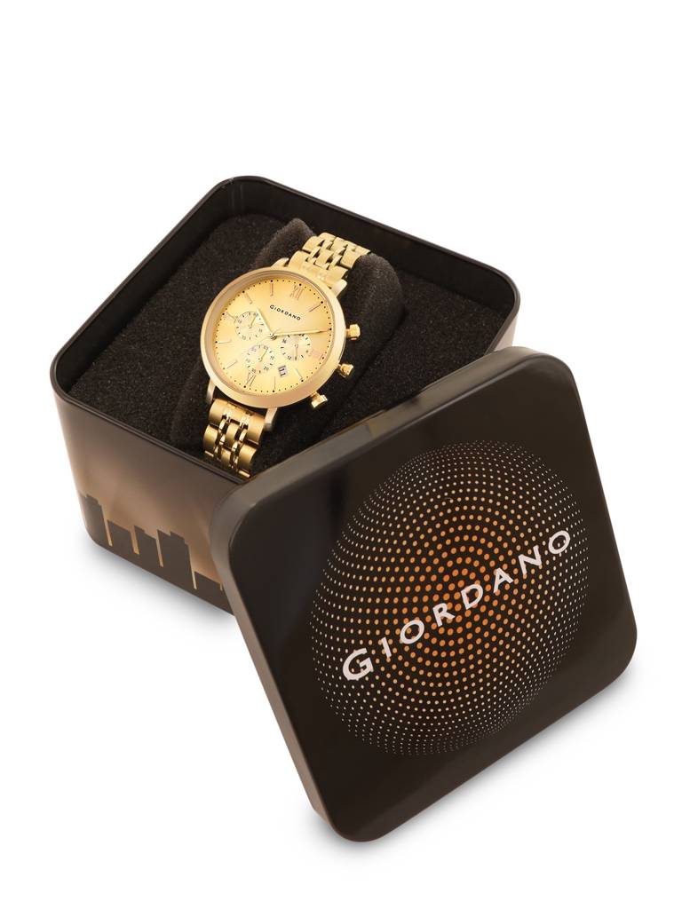 Giordano Analog Multifunction Watch For Women | Curved Glass, Stainless Steel Strap, Date Display And Roman Indi : GZ-60072-44