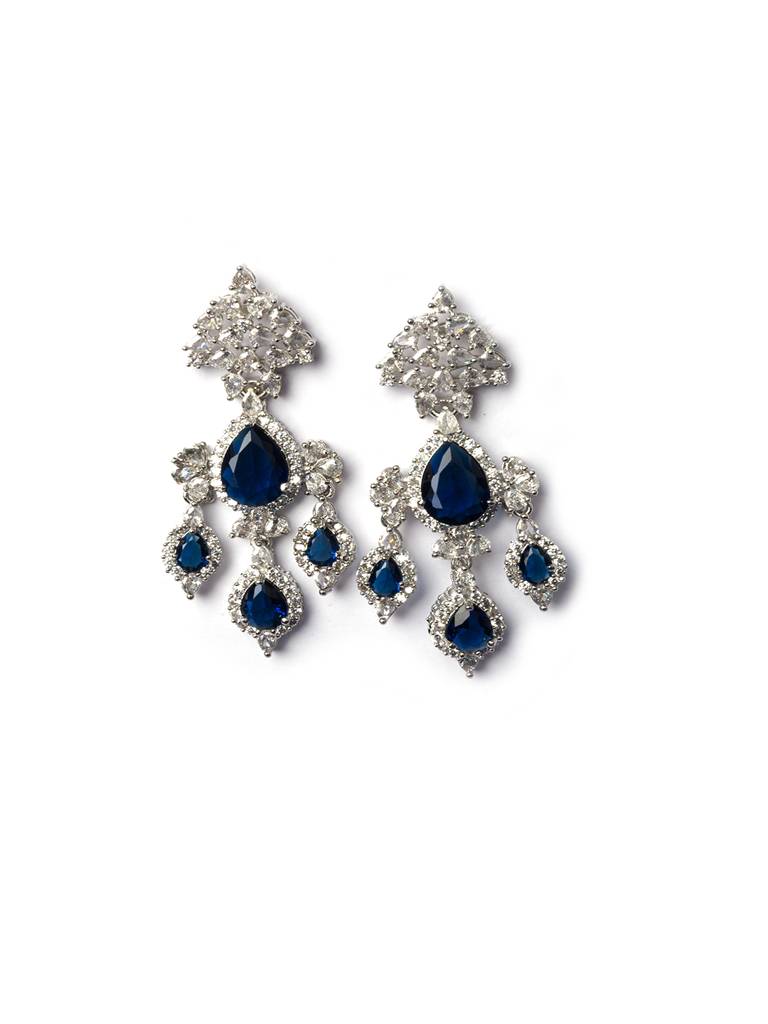 Silver-Plated Luxurious Ad Waterfall Earrings : ADEarrings15Blue