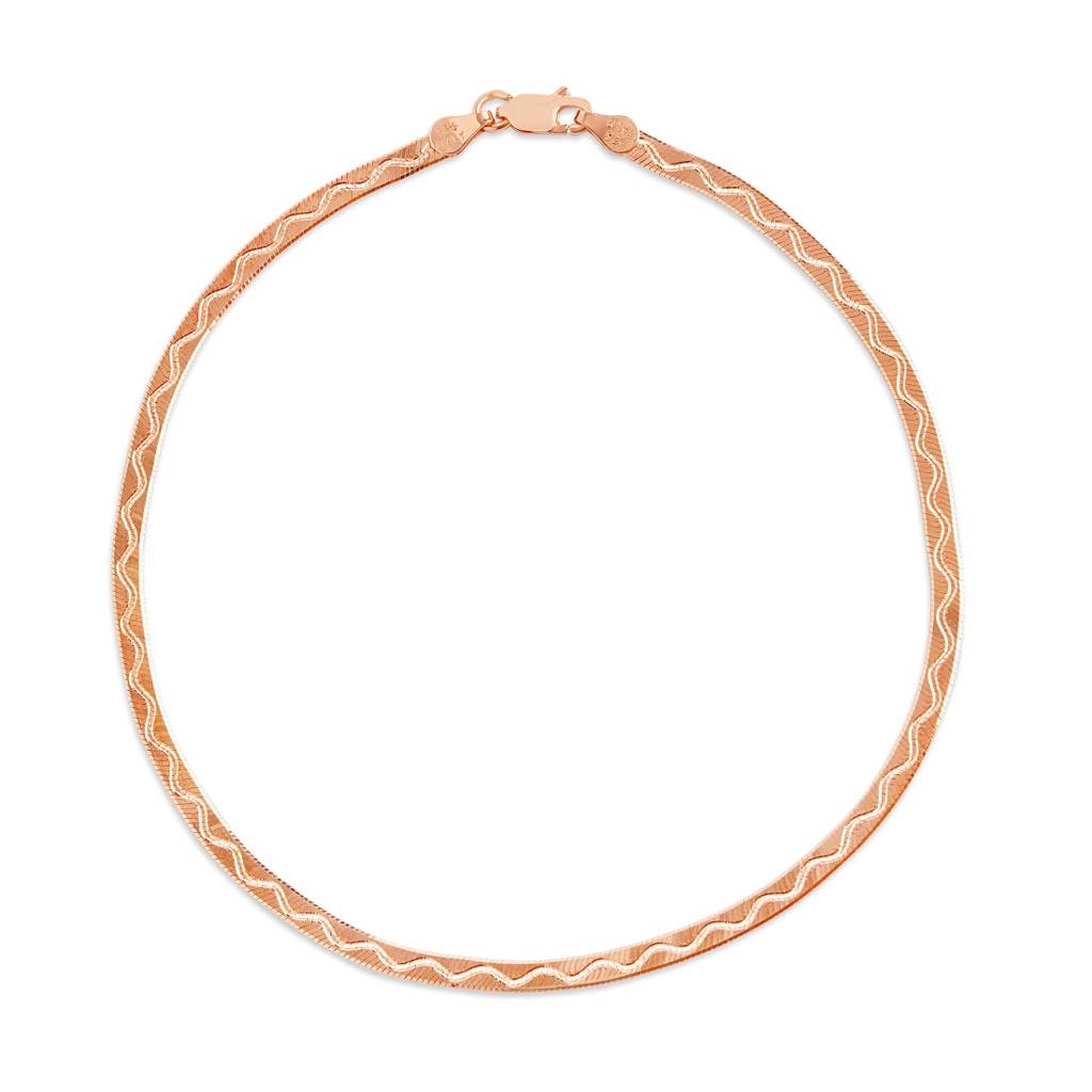 Braided 925 Silver Anklet In Rose Gold : ANK-60051-PAIR