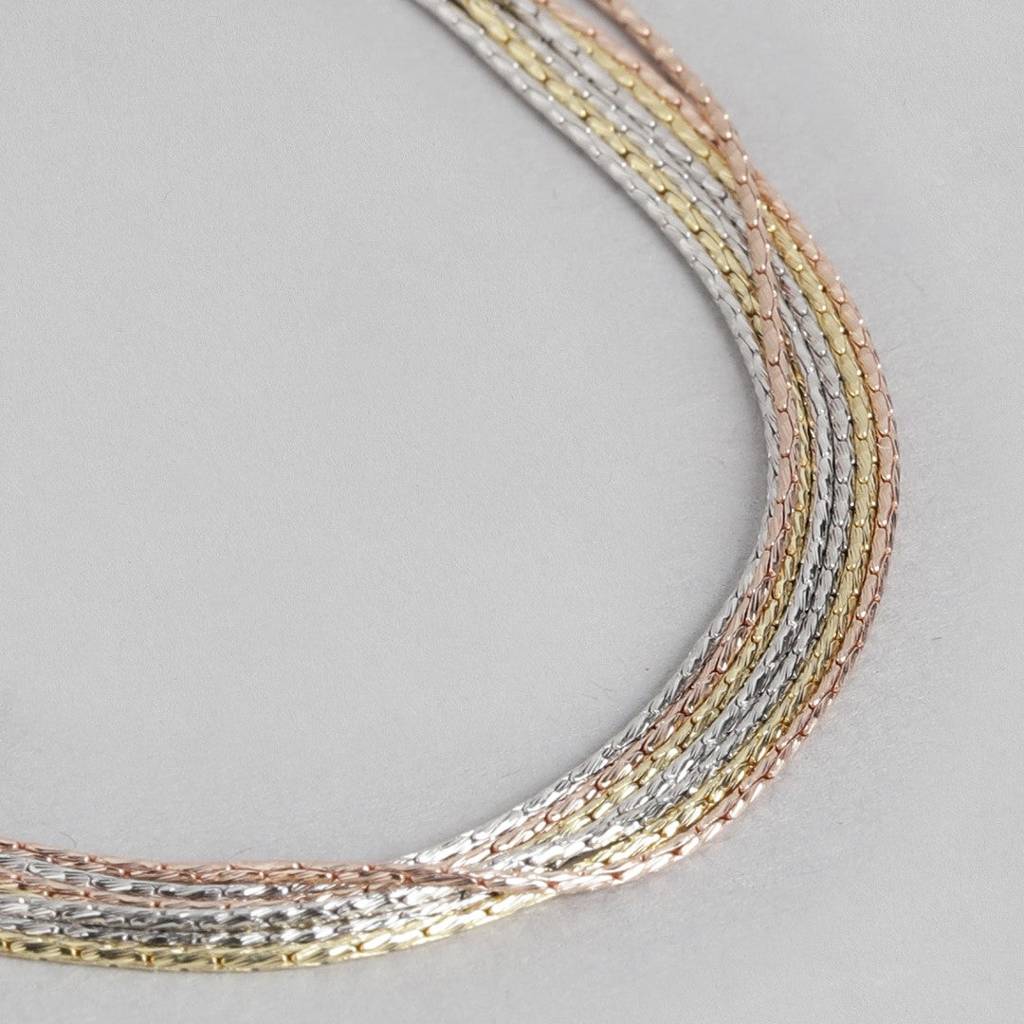 Sevenfold Radiance Triple Tone-Plated 7 Chain 925 Sterling Silver Bracelet : BR-80268-RGRG