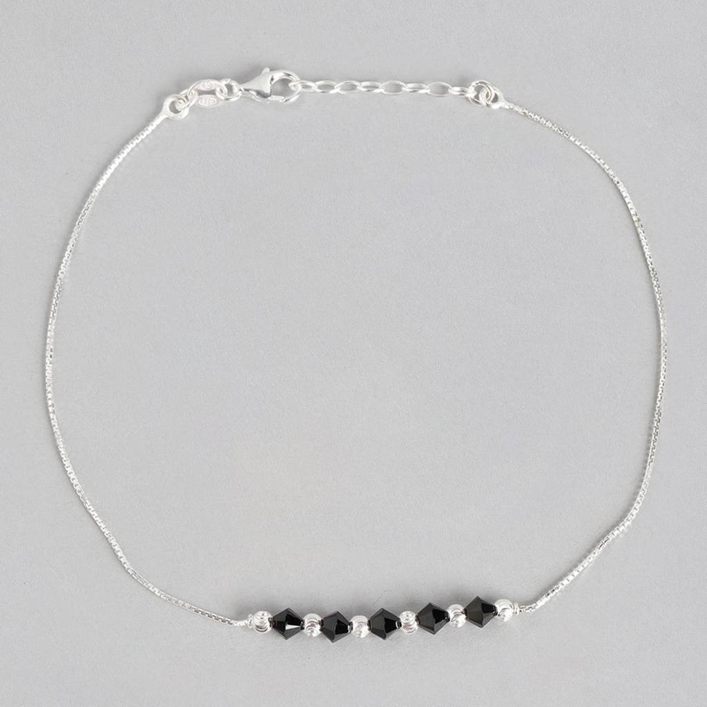 Graceful Whispers Rhodium-Plated 925 Sterling Silver Anklet : ANK-60275-PAIR