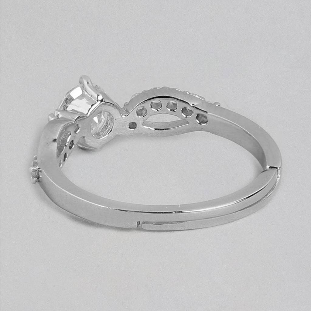 Diamond Dreams Cz Rhodium-Plated 925 Sterling Silver Female Ring (Adjustable) : RNG-40245-R